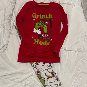 Grinch Mode Kids Pajamas Set - Red and White